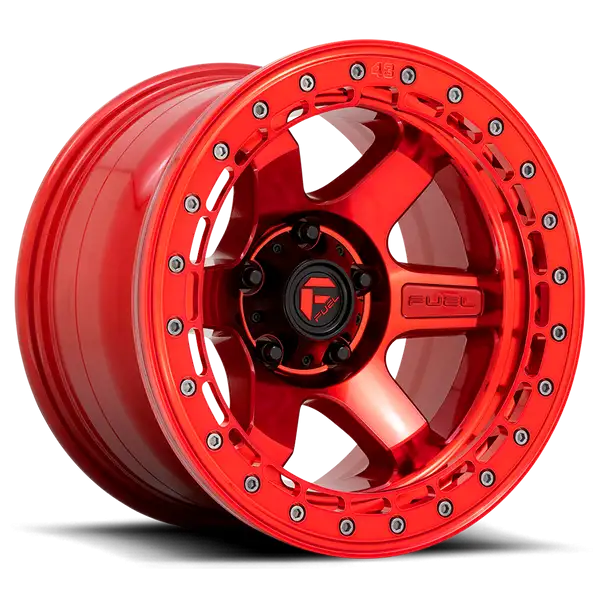 Aluminum Wheels 17X8.5 Block Beadlock D123 6 On 139.7 Candy Red/Candy Red Ring 106.1 Bore 0 Offset 6 Spoke Fuel Off Road Wheels - D12317858447