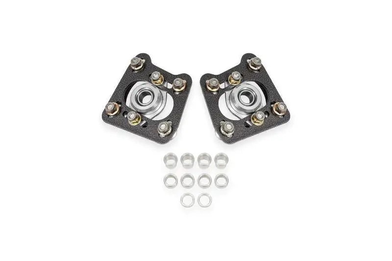 BMR 94-04 Ford Mustang Steel Caster Camber Plates - Black Hammertone
